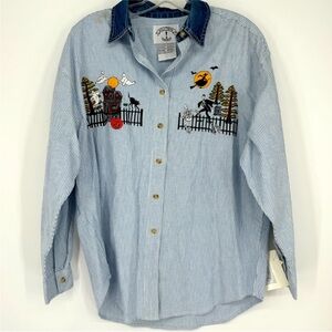 Vintage Blue Striped Halloween Shirt